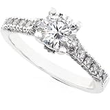 One of a Kind 1 1/5 ctw Round Brilliant Diamond Engagement Ring in 18k White Gold