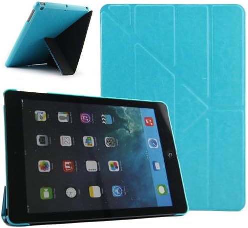 E-BEST® Folding Transformers Crazy Horse Lines PU leather Full Body Case with Stand for iPad Air / 5 (iPad Air,blue)