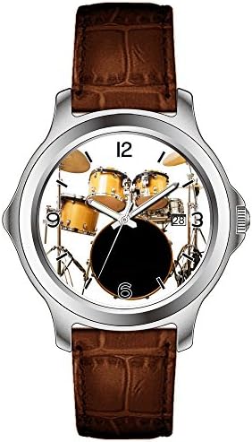 Electric Man's Unique Design Multi-Colored Romam Numerals Brown Leather Strap Watch style 1056