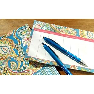 Ana Grace 4-piece Planner Set in Light Blue & Green with Paisley