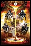 Pittsburgh Steelers (James Farrior, Joey Porter, Troy Polamalu, Aaron Smith) Black Wood-Mounted Framed Sports Poster Print - 24