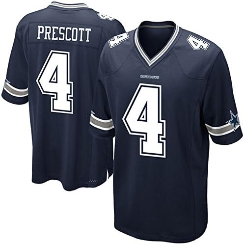LAJFIPOT Dallas Football Cowboys Player Prescott#4 Jersey (Navy, XXL)