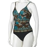Fantasizer Women's Treasure of Maya 1 Piece Camisole Tank Suit with Shirring