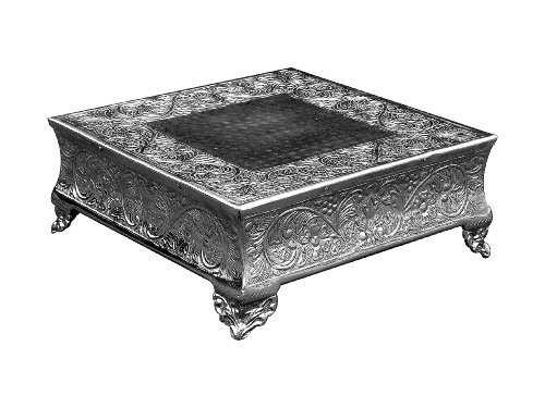 Mega Size Silver Wedding Cake Stand Square 22". Built Strong for Multilayer Cake