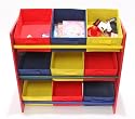 Buntes Kinderregal Regal für Kinder, Holz, 9 Ablageflächer, mit Boxen