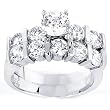 Perfect Solid Sterling Silver Cubic Zirconia Rhodium Plated 2-Piece Wedding Ring with Round Stones