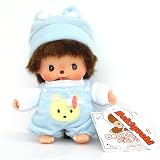 Monchichi Bebechichi Babychichi Classic Stuffed Monkey Blue Bear Coveralls Vintage Doll Toy