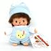Monchichi Bebichichi Classic Stuffed Monkey Blue Bear Coveralls Vintage Doll Toy