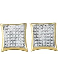10K Yellow Gold 0.33CT White Diamond Pillow Micro-Pave Earrings