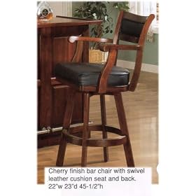 Leather Cherry Upholstered Swivel Pub Bar Stool Chair