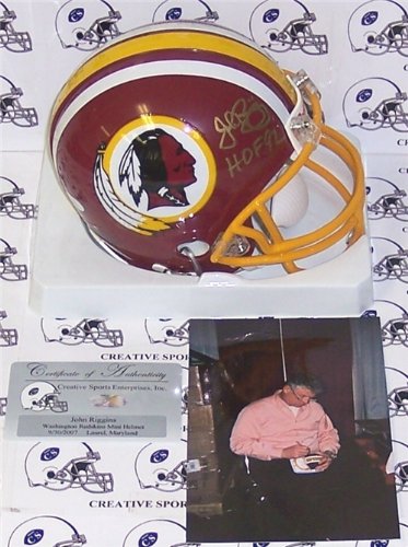John Riggins Autographed/Hand Signed Washington Redskins 1982 Style Mini Helmet