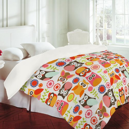 DENY Designs Valentina Ramos Cute Little Owls Duvet Cover, Queen