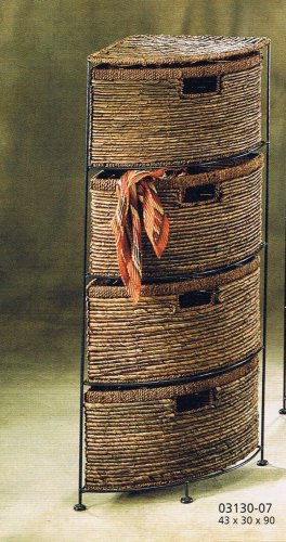Regal mit Metallrahmen und 4 Schubfächer in braun aus Bananenblatt