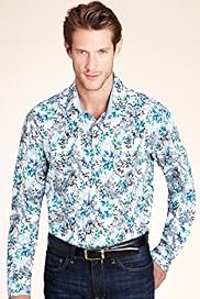 Autograph Pure Cotton Bold Leaf Print Shirt