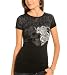 G by GUESS Rhinestone G Skull Tee, BLACK (XS)