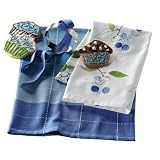 Tag Blueberry 100-Percent Cotton Dish Towels and Cupcake Shaped Cookie Cutter Gift Set by Tag