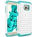 Galaxy S7 Case, RANZ® Turquoise/ White Spot Diamond Studded Bling Crystal Rhinestone Dual Layer Hybrid Cover Silicone Rubber Skin Hard Case For Samsung Galaxy S7