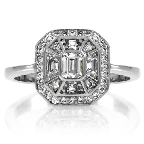 Heirloom Inspired Jewelry: Mona's CZ Vintage Engagement Ring .925 Genuine Engagement Sterling Silver Anniversary Ring Band Gift Boxed Size 8