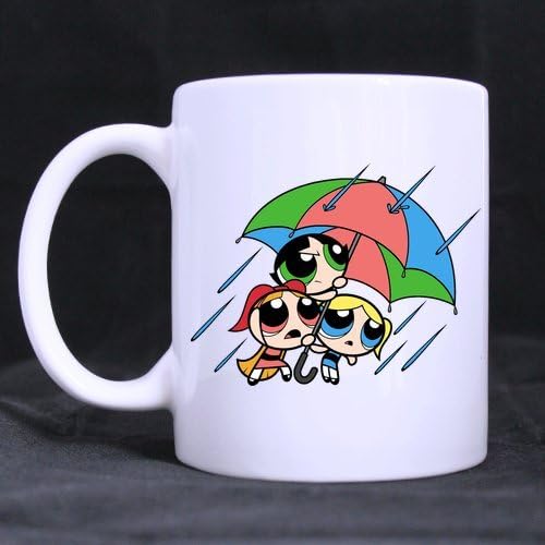 Cartoon Powerpuff Girls Rainy Day Customized Design White Mug Coffee Mug Creative Milk Mug Personalized Tea Cup 11OZ