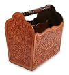 Leather magazine rack, 'Cinnamon Tree'