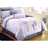 10 Pieces Light Purpel with Flower and Butterfly Comforter Bedding and Sheet Set Full Size... by 