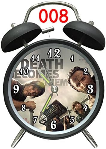 The walking Dead 4"inch Quiet Non-ticking Silent Retro Vintage bedside Twin Bell Alarm Clock With Nightlight (Black08)