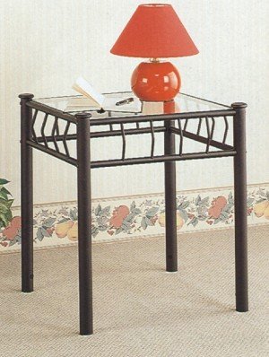 Spider Nightstand/Table in Modern Black Texture Style with 5mm Clear Glass Top