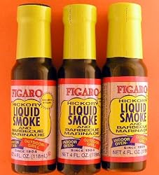 Figaro Hickory Liquid Smoke and Barbecue Marinade THREE BOTTLES (4 oz each)