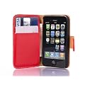 JAMMYLIZARD Red Leather Wallet Flip Case & Film for Apple iPhone 4 & 4S