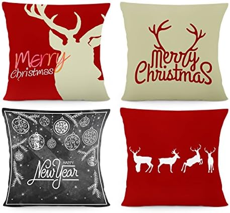 Tinotrade Christmas Pillows Throw Pillow covers Decorative Cushion Square Pillowcase Set Design Photo or Text Print-(Two Side Printing) (18" x 18", Christmas Series 1)