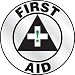 Accuform Signs LHTL621 Emergency Response Reflective Helmet Sticker, Legend "FIRST AID" with Graphic, 2-1/4" Diameter, Green/Black on White