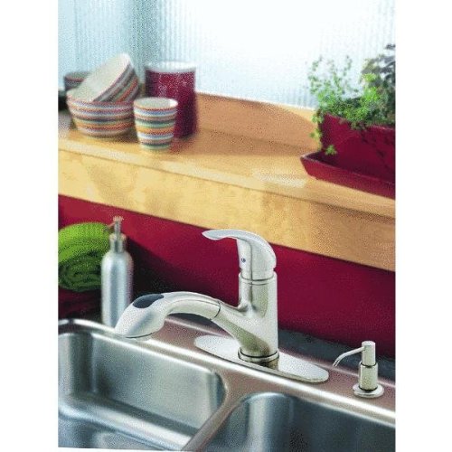 Danze D454612SS Melrose Single Handle Pull Out Kitchen Faucet with Soap Dispenser, Stainless Steel