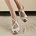 Minishion QJ6126 Womens Peep Toe High Heel Satin Floral Salsa Tango Ballroom Latin Ankle Wrap Dance Sandals