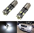 iJDMTOY 8-SMD Error Free BA9 64132 H6W LED Bulbs For European Cars Parking Lights, Xenon White