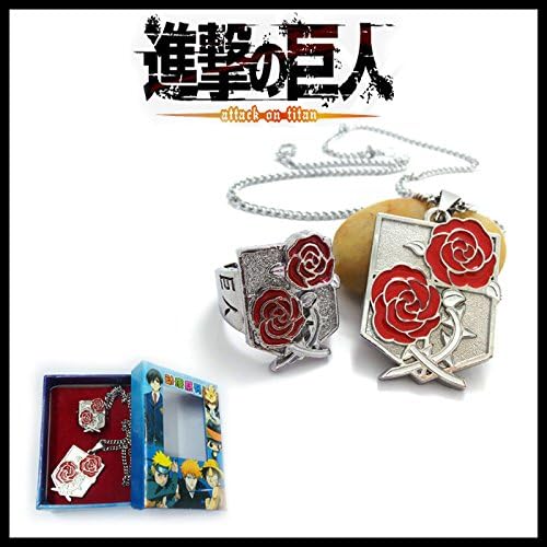 Yongxin Market Japan Anime Attack on Titan Shingeki No Kyojin Badge of Stationed Corps Rose of Guard Sign Couple Ring Necklace Set