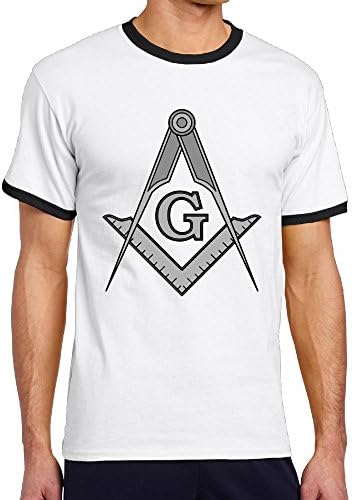 Men's Freemason Square Compasses Crew Neck Ringer Tee Shirt