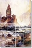 Thomas Moran Waterfalls Backsplash Tile Mural 20. 48x60 inches using (20) 12x12 ceramic tiles.