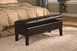 Button-Tufted Design Brown Leatherette Storage Bench