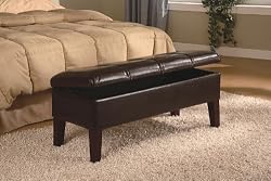 Coaster Button-Tufted Design Storage Bench, Brown Leatherette