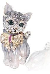 EVER FAITH&reg; Plump 3D Cat Pet Austrian Crystal Enamel Brooch Gold-Tone