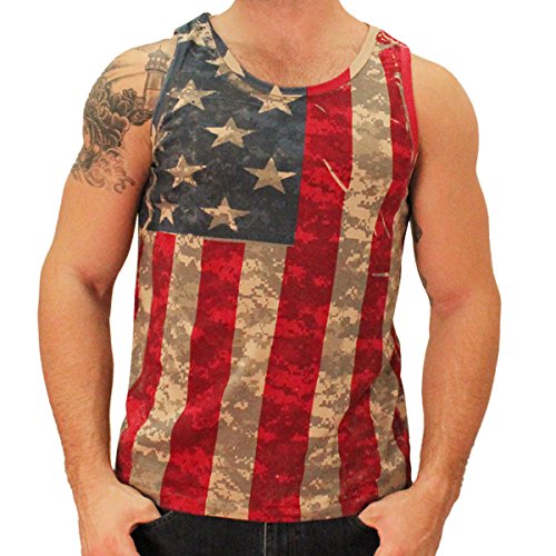 Digital Camo American Flag Tank Top (Large)