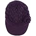 Womens Winter Elegant Cable Flower Knitted Newsboy Cabbie Cap Beret Beanie Hat with Visor, Warm Plush Fleece Lined