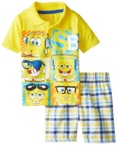 Nickelodeon SpongeBob Boys 2-7 Polo Plaid Short Set