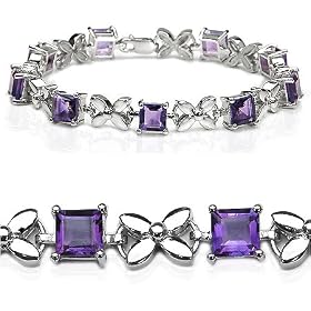 9.00 Carat Genuine Amethyst Silver Bracelet by JewelzDirect