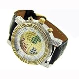 Luxury Watches:luxury mens Two Tone Iced Out World Bling Watch