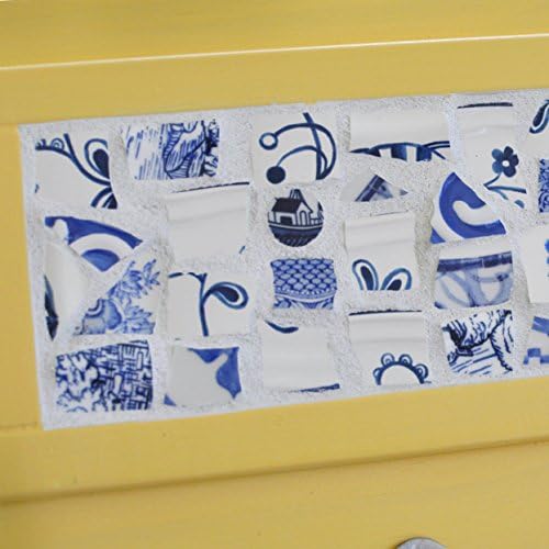 Broken China Mosaic Plaque Hanger - Coat Rack - Key Holder - Hook - Recycled Plates - Yellow - Blue