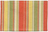Durable Hand Woven Hemmed 100% Cotton Colorful Red and Yellow Striped Placemat 13x19 Inches Set / 6