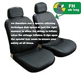 Univerisal Front Car Seat Cover Airbags Readay Solid Black Leather Pu002 BLK Front
