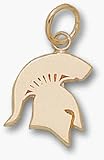 Michigan State Spartans Solid Spartan 1/2 Pendant - 14KT Gold Jewelry