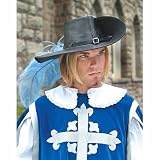Period Clothing - Leather Cavalier Hat - Medium (Left Brim Up) - Black